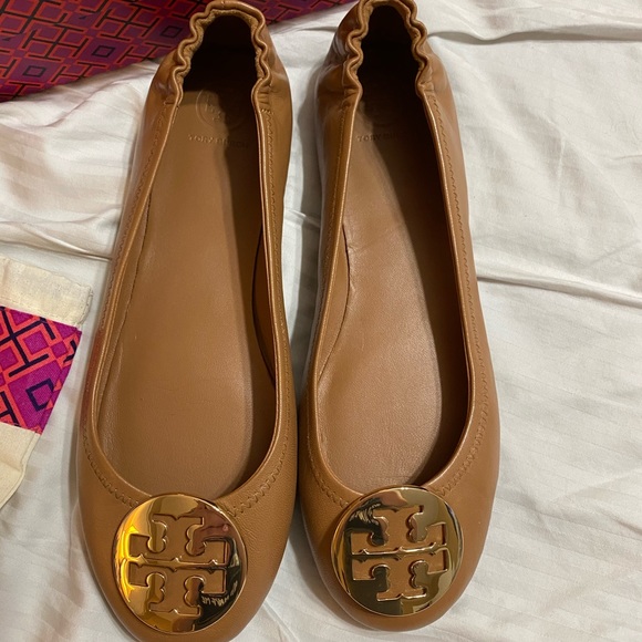 SOLD NEW Tory Burch Minnie Flats Royal Tan sz 10 - Picture 3 of 5